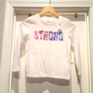 Old Navy White "Strong" Long Sleeve T-Shirt